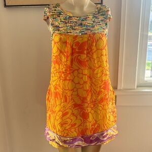 Marciano Sequined Yellow Orange Silk Shift Dress